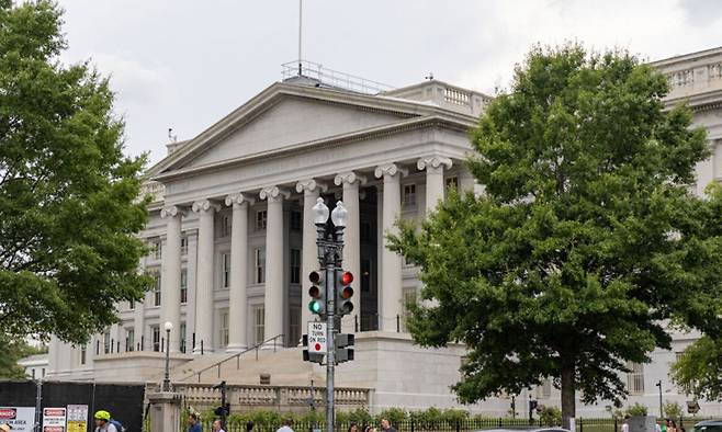 미국 워싱턴DC에 위치한 재무부 건물 전경. 신화연합뉴스