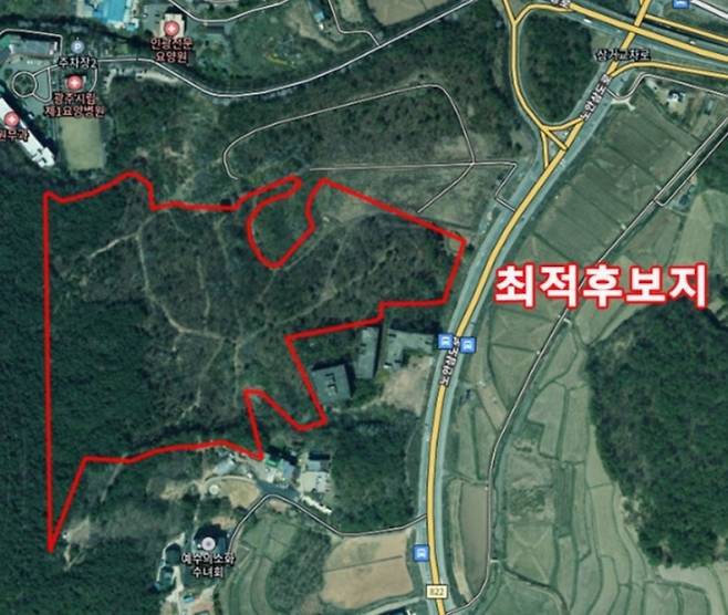 광주 광산구 삼거동 최적 후보지 위성사진. 광주광역시 제공