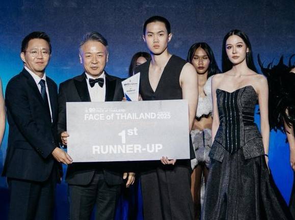 김덕하 대표, 양의식 회장, 수상자 Pao, 2023 페이스 오브 아시아 우승자 카이묵 / 사진제공: 아시아모델페스티벌조직위원회