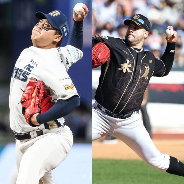 마운드에서 역투 중인 (좌측부터) NC 신민혁과 KT 헤이수스. 사진 | NC 다이노스, KT 위즈