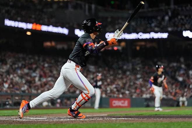 <yonhap photo-3805=""> 지난 24일 세인트루이스 카디널스전에서 타격을 하고 있는 이정후. (AP Photo/Godofredo A. V?squez)/2025-09-24 12:53:24/ <저작권자 ⓒ 1980-2025 ㈜연합뉴스. 무단 전재 재배포 금지, AI 학습 및 활용 금지></yonhap>