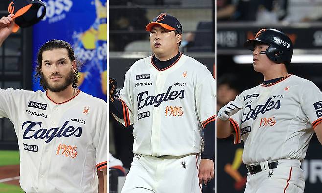 코디 폰세(왼쪽부터), 류현진, 노시환