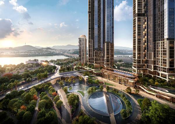 압구정2구역 중앙광장 투시도. 현대건설