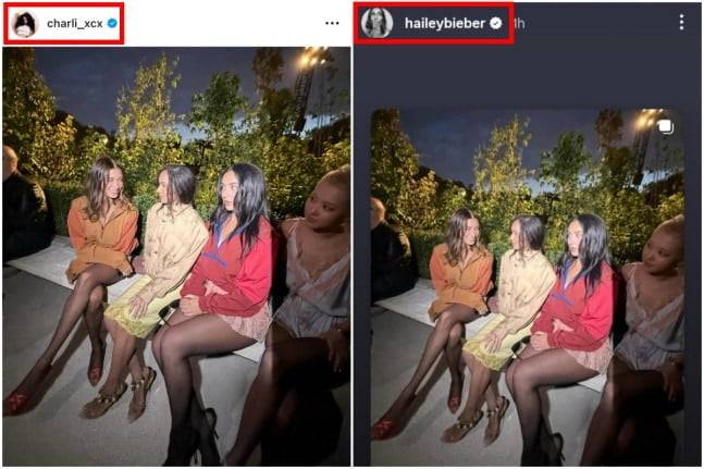 /사진=찰리 XCX, 헤일리 비버 인스타그램