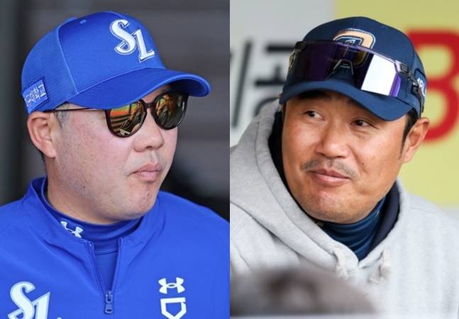삼성 박진만 감독(왼족)과 NC 이호준 감독. /사진=각 구단 제공
