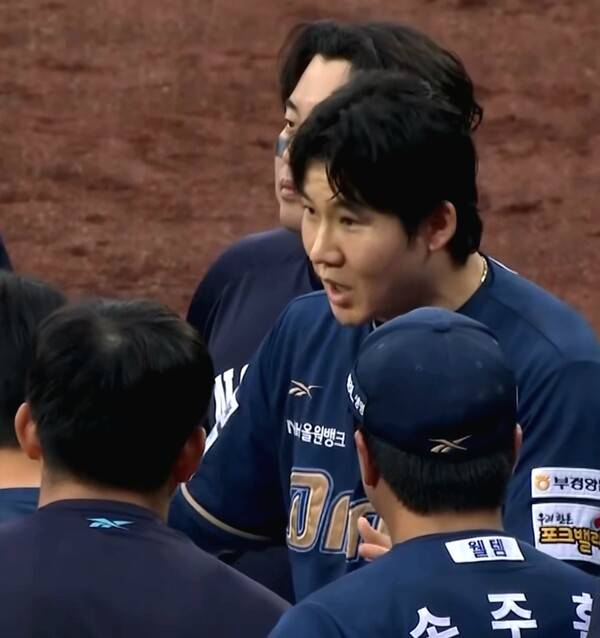 박민우의 외침. (사진=티빙 중계화면 갈무리)