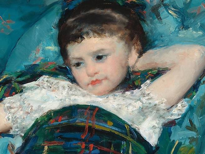 메리 카사트, 푸른 의자에 앉은 소녀(일부 확대), 1878, 캔버스에 유채, 89.5x129.8cm, 내셔널 갤러리 오브 아트