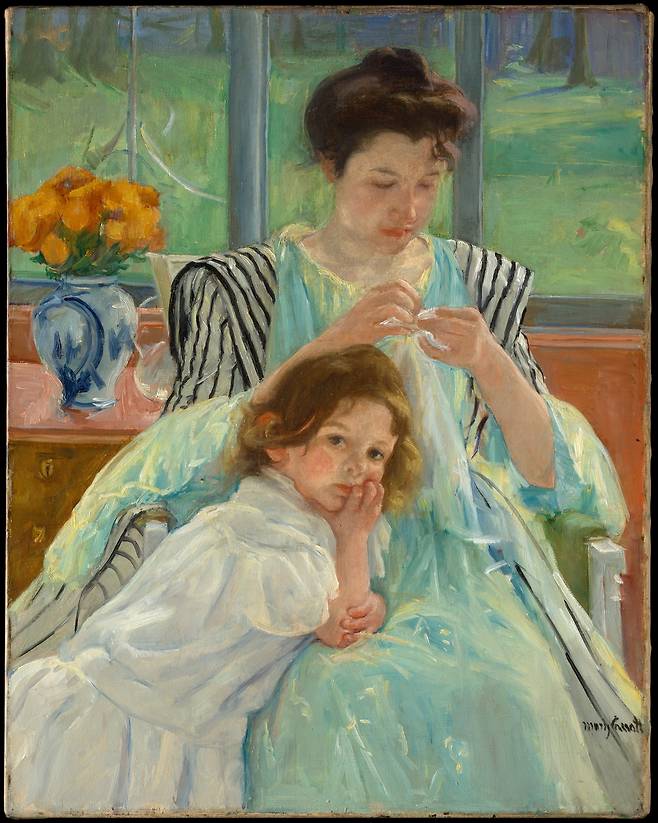 메리 카사트, 바느질하는 젊은 어머니, 1900, 캔버스에 유채, 92.4x73.7cm, 메트로폴리탄 미술관