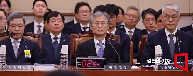 13일 국회에서 법제사법위원회의 대법원 등에 대한 국정감사가 조희대 대법원장 등이 참석한 가운데 열리고 있다. 2025.10.13 김현민 기자