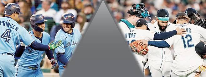 토론토(왼쪽)와 시애틀(오른쪽)이 20일 메이저리그 아메리칸챔피언십시리즈 6차전을 갖는다. 3승2패로 앞서는 시애틀이 승리하면 월드시리즈로 진출한다. 내셔널리그에서는 지난 18일 투·타 맹활약을 펼친 오타니 쇼헤이를 앞세워 밀워키를 탈락시킨 LA 다저스가 이미 진출해있다. AP·UPI연합뉴스