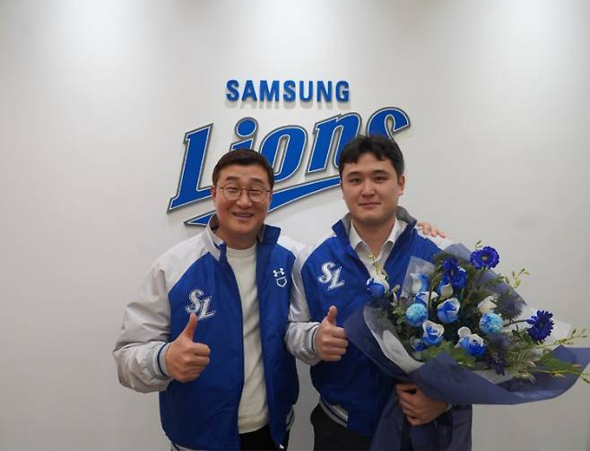 삼성 이종열 단장(왼쪽)과 최원태. 삼성