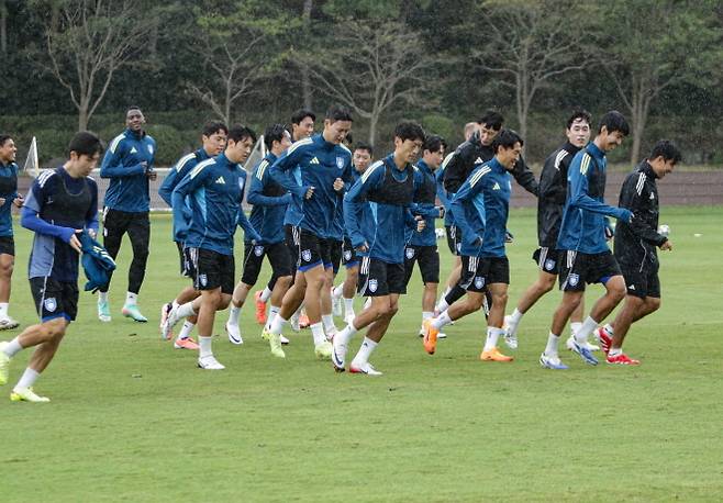 10월 20일 산프레체 히로시마전을 하루 앞두고 훈련을 진행한 울산 HD 선수들. 사진=울산 HD