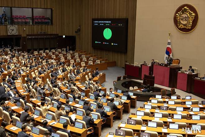 8월24일 ‘노란봉투법’이라 불리는 노동조합 및 노동관계조정법(노조법) 개정안이 국회 본회의를 통과했다. ⓒ시사IN 조남진