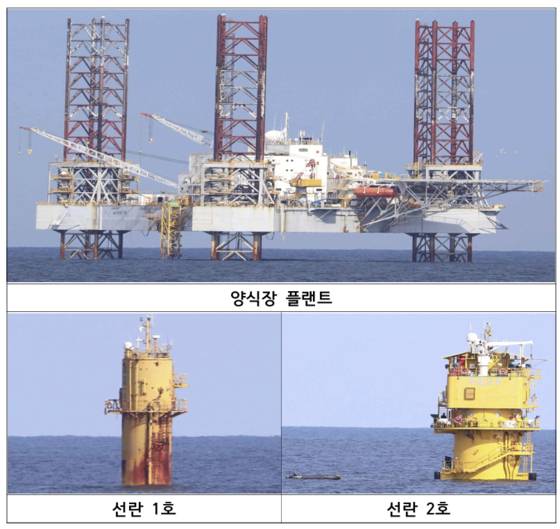 지난 8월 기준 서해 PMZ 상에 설치된 중국 측의 불법 구조물. 이병진 의원실 제공