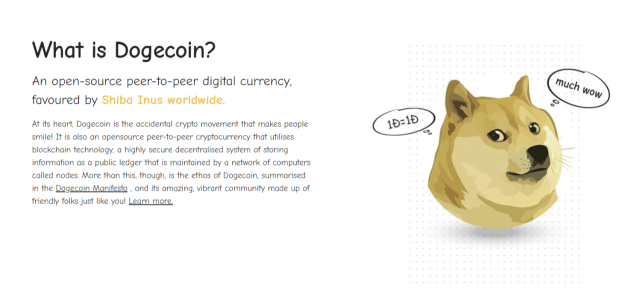 사진 제공=도지코인 공식 홈페이지.