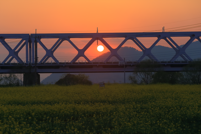 김해 ‘낙동강레일파크’ 해 질 녘 풍경.