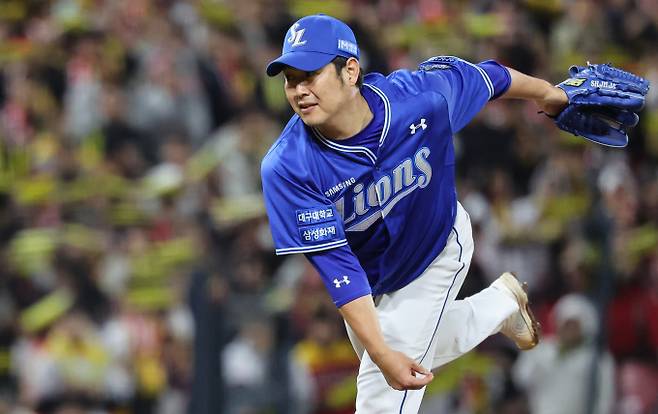 투수 송은범이 삼성 라이온즈에서 방출됐다. 사진은 삼성에서 활약한 송은범. /사진=뉴스1