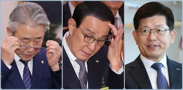 왼쪽부처 합천 출신 강호동 농협중앙회장, 진해 출신 노동진 수협중앙회장, 남해 출신 빈대인 BNK금융지주 회장. /연합뉴스·BNK금융지주