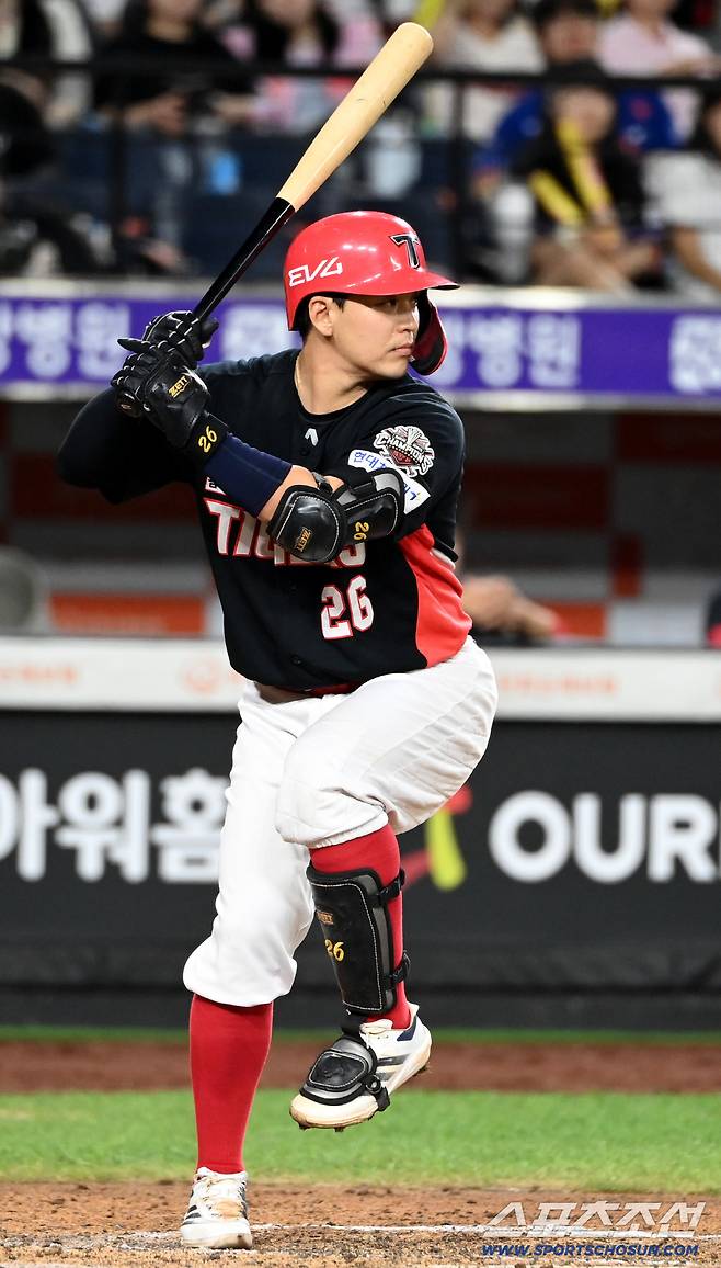 2일 대전 한화생명볼파크에서 열린 KIA와 한화의 경기, KIA 한승택이 타격을 하고 있다. 대전=허상욱 기자wook@sportschosun.com/2025.09.02/