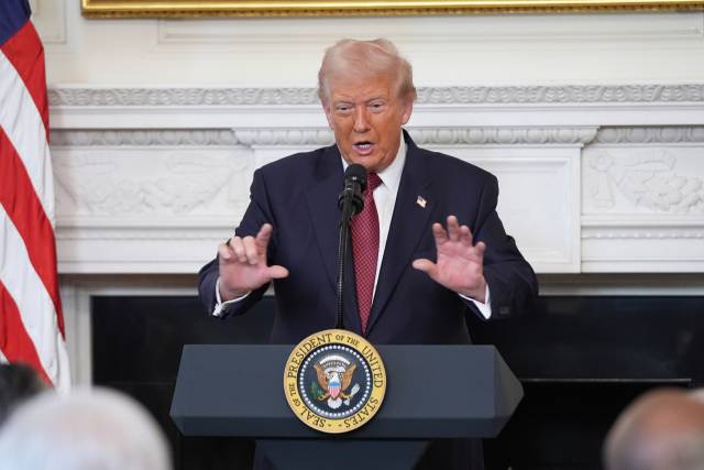 ▲ 5일(현지시간) 도널드 트럼프 미국 대통령이 백악관에서 공화당 소속 미 의회 의원들과 가진 조찬 모임에서 발언하고 있다. ⓒAP=연합뉴스