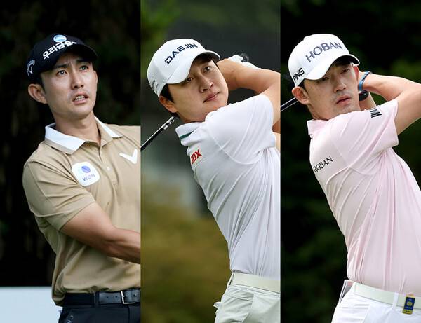 2025년 아시안투어 마오타이 싱가포르 오픈 우승 경쟁에 뛰어든 이수민, 왕정훈, 김비오 프로. 사진제공=KPGA (사진을 무단으로 사용하지 마십시오.)
