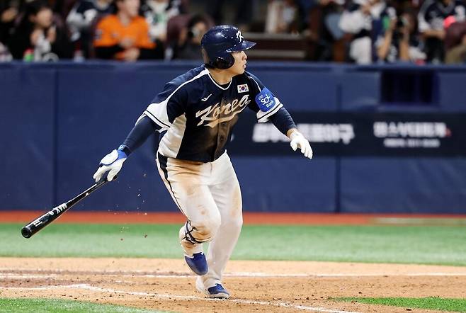 ▲ 3안타 3타점을 기록하며 대표팀 해결사 몫을 해낸 문현빈 ⓒ연합뉴스