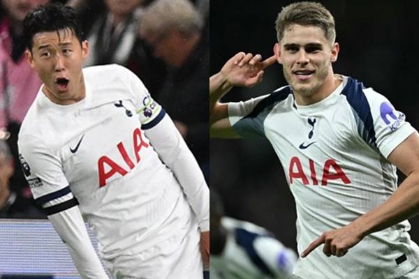 손흥민(왼쪽)과 미키 펀더펜. /AFPBBNews=뉴스1