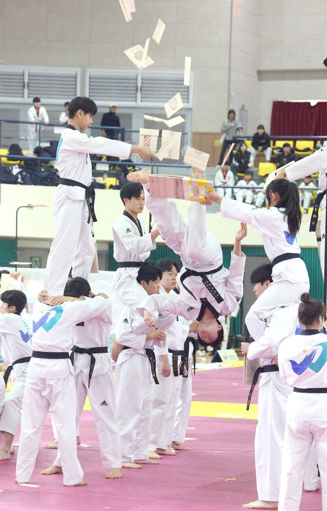 지난해 제20회 무주 웰빙 태권도 축제에서 참가자들이 경연을 펼치고 있다. 전북일보 자료사진