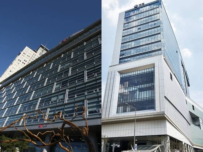 LG생활건강 사옥(왼쪽)과 애경산업 사옥(LG생활건강, 애경산업 제공)