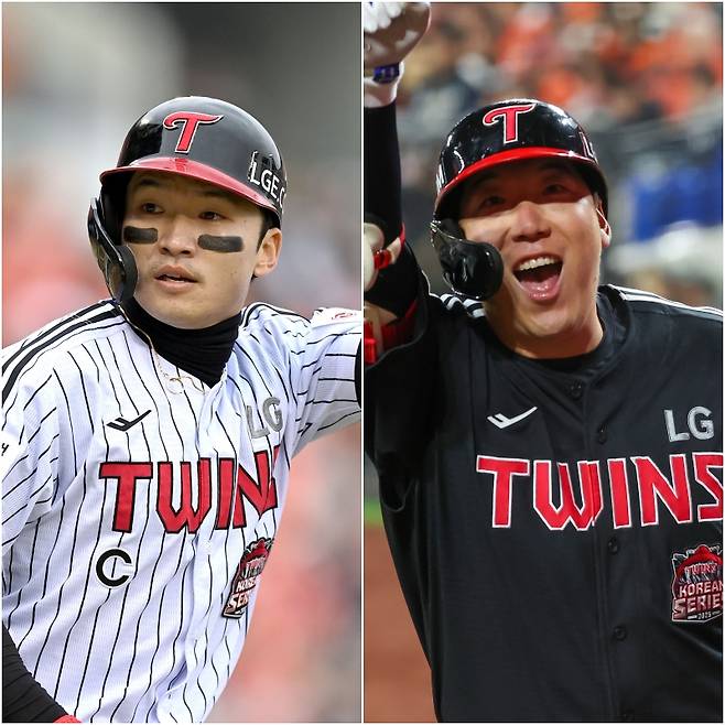 LG 박해민(왼쪽)과 김현수. 사진=구단 제공