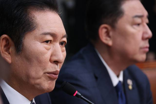 ▲더불어민주당 정청래 대표가 12일 국회에서 열린 최고위원회의에서 발언하고 있다. ⓒ연합뉴스