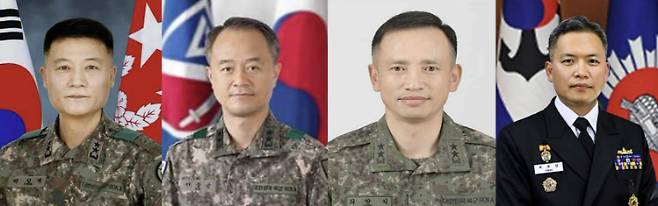 신임 특수전사령관, 수도방위사령관, 육군참모차장, 해군참모차장. 국방부 제공
