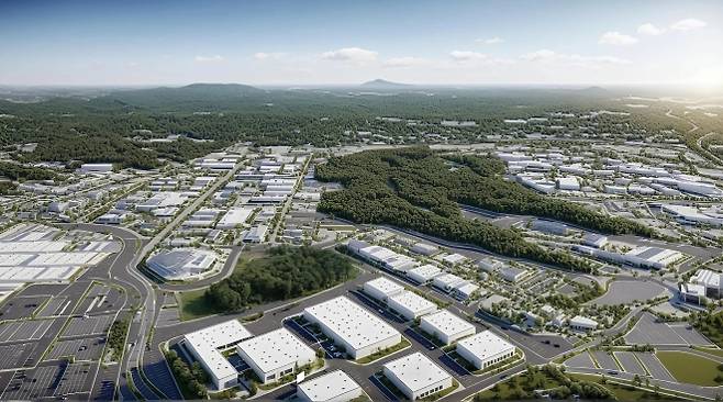 영광군 대마산업단지 배후부지에 조성 예정인 수소특화단지 조감도. 이 단지에는 1단계로 500㎿급 청정수소 생산시설이 조성될 예정이다. 영광군 제공