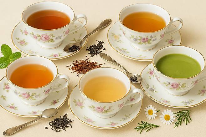 녹차보다 항산화 효과가 뛰어난 다양한 건강 차(Tea)를 소개한다|출처: Chat GPT 생성