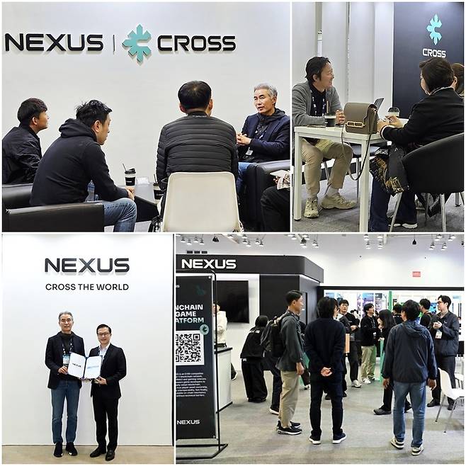 넥써쓰가 ‘크로쓰 더 월드’라는 슬로건을 앞세워 개방형 부스를 꾸리고 500여명의 파트너와 만나는 성과를 거뒀다. 사진 | 넥써쓰