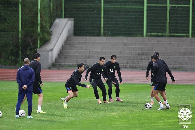 지난달 고양종합운동장 보조경기장에서 훈련 중인 축구대표팀 모습. /사진=대한축구협회 제공
