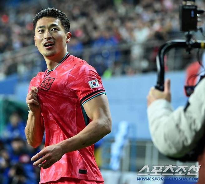 14일 대전월드컵경기장에서 열린 대한민국과 볼리비아의 A매치 평가전. 조규성이 후반 팀의 두번째 골을 터뜨리고 기뻐하고 있다. 대전=허상욱 기자wook@sportschosun.com/2025.11.14/