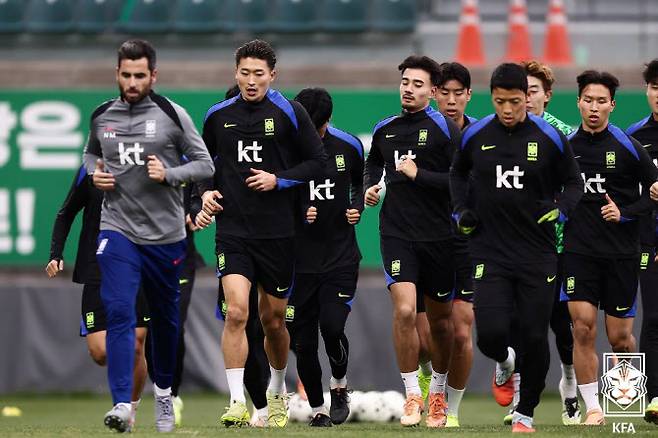 가나와 평가전을 앞둔 축구 대표팀이 훈련하고 있다. 사진=대한축구협회