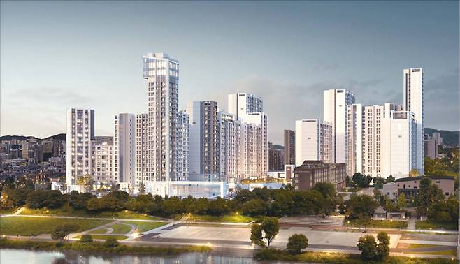 최근 분양 시장에서 청약 흥행에 성공한 성남 분당신도시 정자동 ‘더샵분당티에르원’은 느티마을3단지를 수직증축으로 리모델링한 아파트다. (포스코이앤씨 제공)