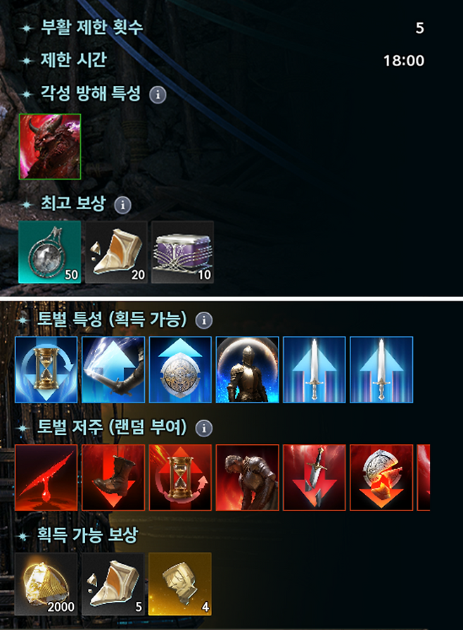 ▲ 각성전, 토벌전 보상으로는 아리엘 결정 제작이 가능한 조각 획득