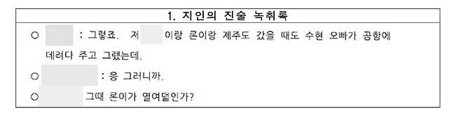 배우 고(故)김새론의 지인들 녹취록 중 일부. ⓒA씨 측 제공 