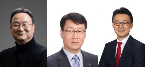 왼쪽부터 문혁수 LG이노텍 대표이사 사장, 이재성 LG전자 ES사업본부장 사장, 은석현 LG전자 VS사업본부장 사장. 사진 LG전자, LG이노텍