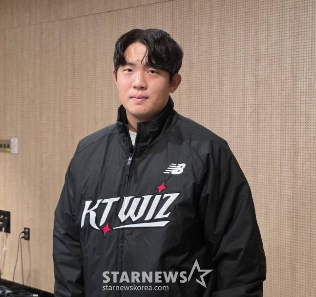 KT 안인산이 29일 수원컨벤션센터에서 열린 '2025 kt wiz 팬 페스티벌'을 앞두고 취재진과 인터뷰를 가졌다. /사진=김동윤 기자