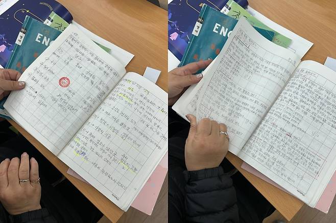 서울샛별학교 초등반에서 어르신이 작성한 필기 노트. 처음 배우는 글자가 또박또박 적혀 있다. 김수연 기자 @xunnio410@donga.com