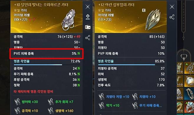 ▲ PVE 피해 증폭 옵션은 템렙 이상의 가치를 가진 사기 옵션