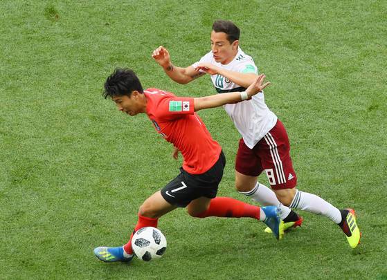 Son Heung-min plays against Germany in the third round of the group stage of the 2018 Russia World Cup. Photo = Yonhap News