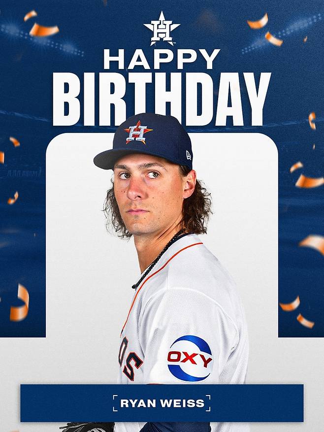 ▲ 새롭게 합류한 식구인 라이언 와이스의 생일을 축하하는 휴스턴 구단 공식 SNS ⓒ휴스턴 구단 SNS