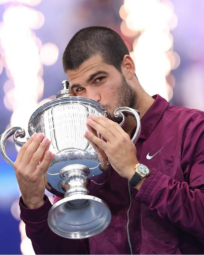 지난 9월7일 2025 US오픈 남자단식 우승 때의 카를로스 알카라스. 사진/알카라스 인스타그램