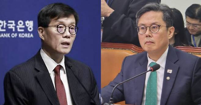 이창용 한국은행 총재와 안도걸 더불어민주당 의원. (사진=한국은행, 이데일리DB)