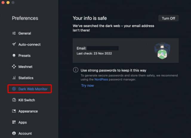 노드VPN 다크웹 모니터링(이미지=노드VPN)